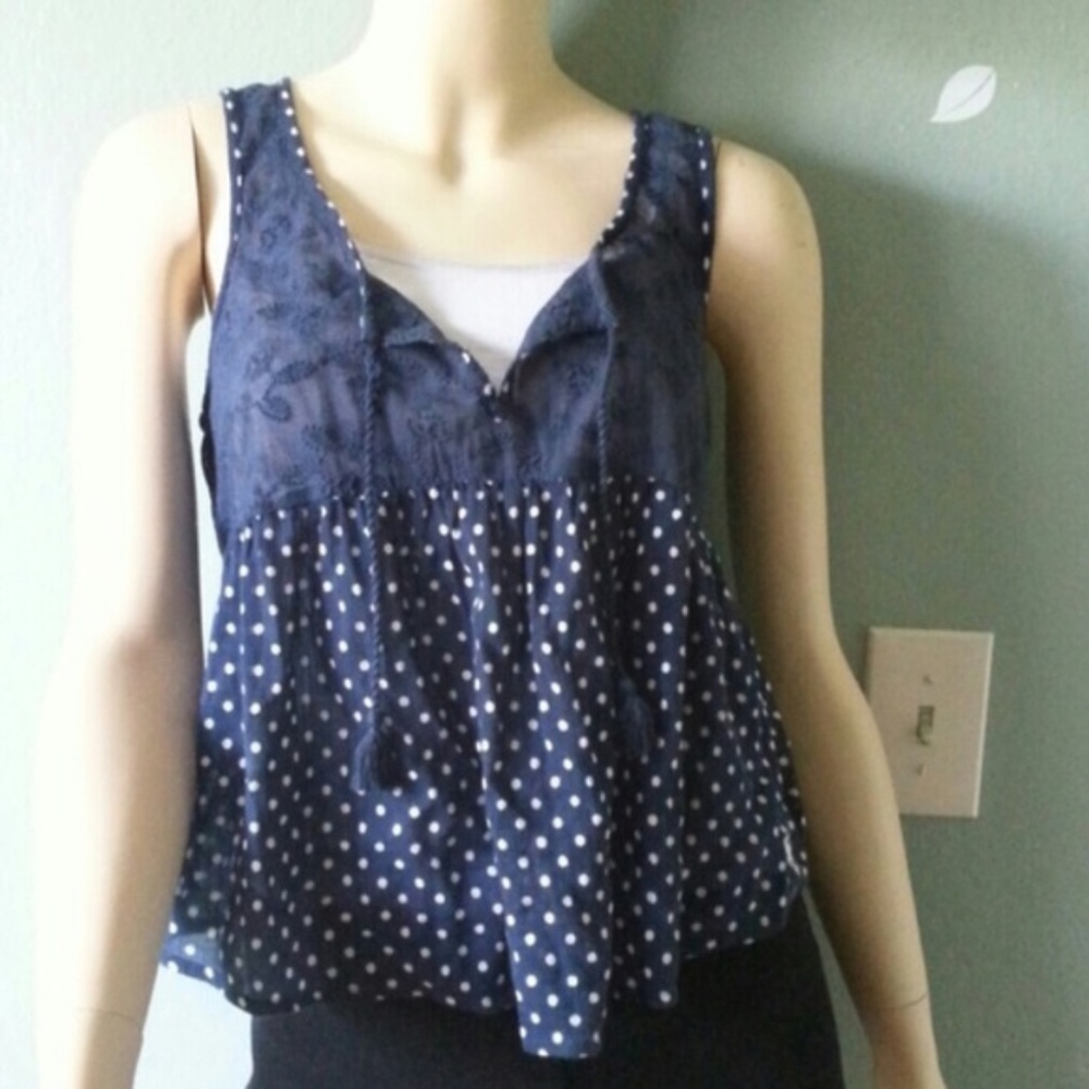 New Polka Dot Tasseled Top